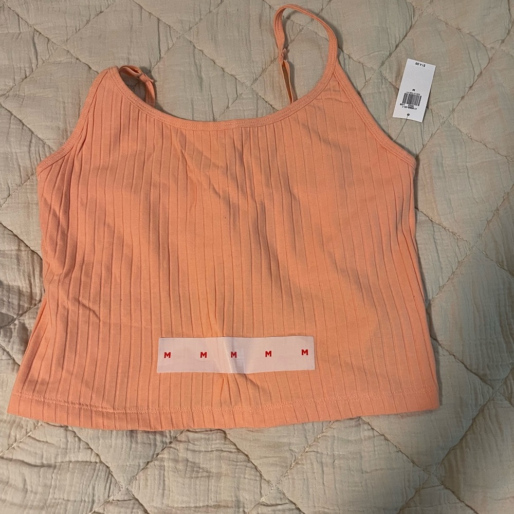 Women's Orange Ribbed Tank Top